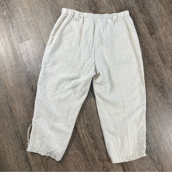LIZ CLAIBORNE Capri Pants Women Size 1P Beige 100% Linen LIVVY Mid Rise - Picture 5 of 8